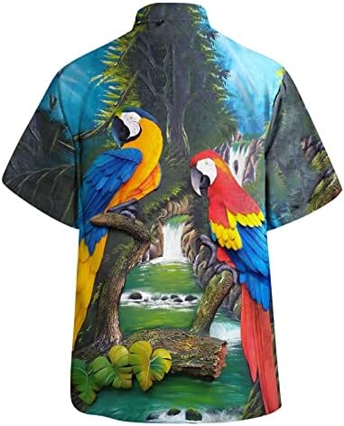 2023 година Нова машка пролет/лето модна обична забава за печатење на папагали плажа лабава печатена кошула за кратки ракави против кошула