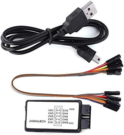Уред за анализатор на логика USB, 8CH 8CH преносен логички анализатор со USB кабел и скокачка жица 24MHz Поддршка Оперативен систем