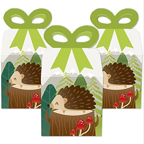Голема точка на среќа шумски еж - кутии за подароци на квадратни фаворити - роденденска забава на шума или кутии за лак за