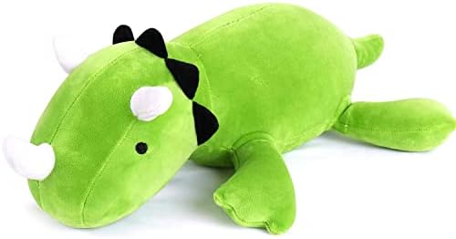 ABCPICK Пондерирани Диносаурус Кадифен, 24 Симпатична Зелена Пондерирана Полнети Животни За Анксиозност Супер Мека Пондерирана Кадифен Спиење