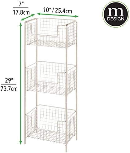 Mdesign Steel Freestanding Storager Organizer Tower Rack Rack Chashle Sholf, метална единица за мебел од 3 нивоа за кујнски оставата, чајната