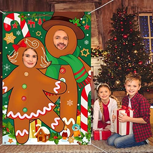 Банер за фото-штанд со ѓумбир, големо ткаенино лице во дупка со фото-стенд-вумбирска коцка, банер за банер за празници и зимски Божиќни и украси за забави на отворен?