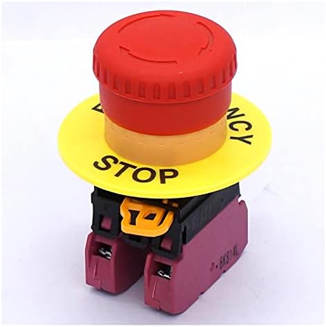 Vevel 22mm 2 NC црвен знак печурки за итни случаи за прекин на копчето за прекин на копчето 10A 600V Стоп за прекинувач