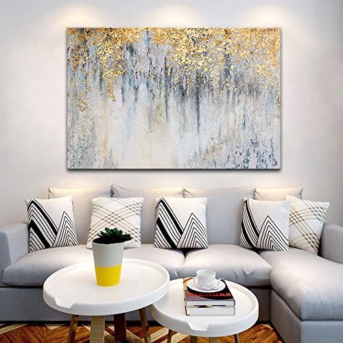 Модерен рачно насликан пејзаж Едноставно сребрено злато фолија Апстрактна платно сликарство wallидна уметност декоративна слика масло