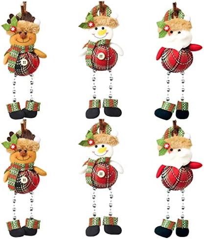 Yarlung 6 пакет 9 инчи Божиќни висечки украси, снежен човек Санта ирваси Плиш кукла за новогодишна елка, украси за домашни одмори, празен сезонски
