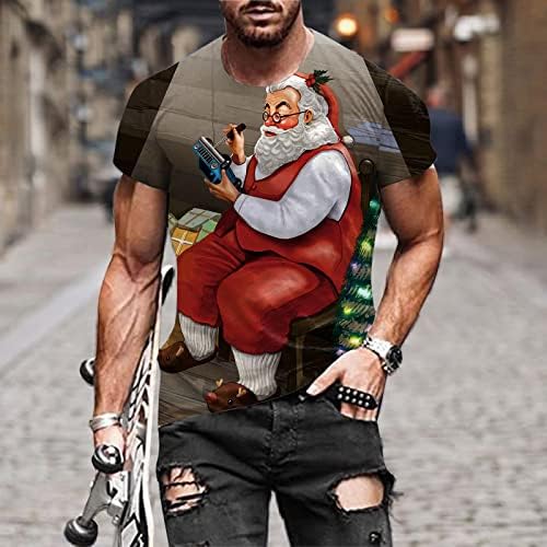 Здфер Божиќ во војник за кратки ракави со кратки ракави за кратки ракави, мускули тенок фит дизајнер, врвови на Божиќни графички смешни спортски