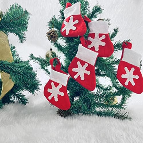 Inoomp 10 парчиња Божиќни чорапи Декорација Снегунки за прибор за јадење, бонбони торбичка торба торбичка нож лажица вилушка