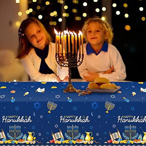 3 парчиња среќни украси на чаршафи за забави на Ханука, правоаголник пластика еврејска еврејска забава за забави на табелата за позадини за