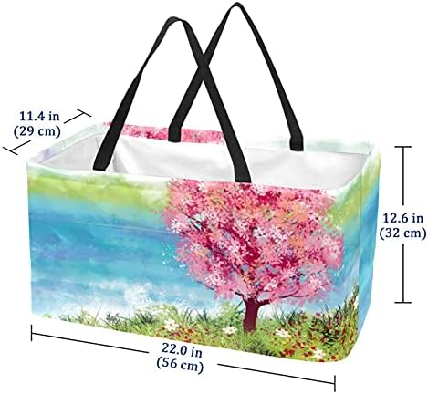 50L купувачи торби пролетно масло сликарство склопувачки шопинг -кутија за намирници торба со рачки, еднократно
