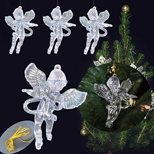 Ангели за новогодишни дрва Предавања Прекрасно мини чисто стакло висечки ангели дрвја украси, дијамански стакло уметност молитва старател