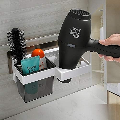 Wxxgy полица за туширање пластична бања без дупчење wallид што виси за фен за коса, организатор за складирање полици со вшмукување чаша