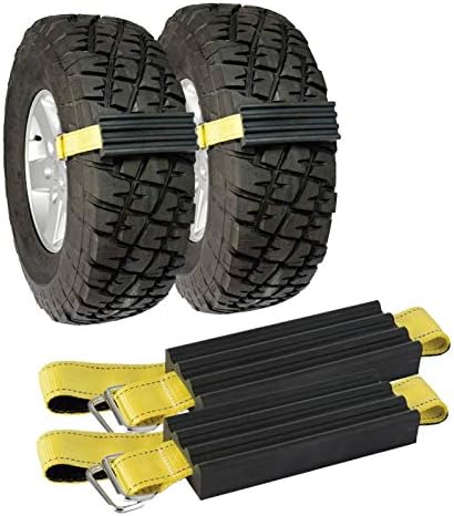 Уредот за влечење на гуми Tracgrabber за камиони и големи SUV, сет од 2 -изработени во САД, анти -лизгачки ремени за итни случаи