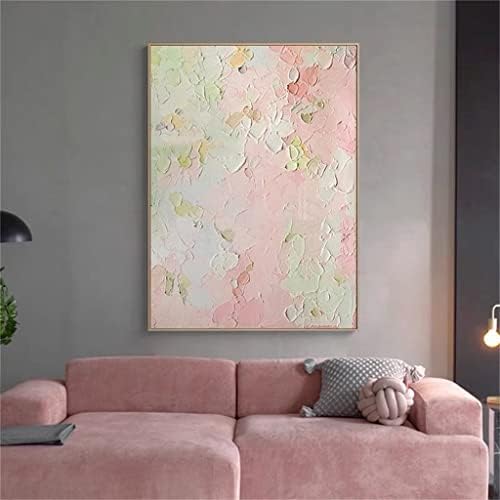 Zjhyxyh розово сиво платно Декоративна слика Апстрактна голема големина рачно насликано масло сликарство за канцелариски дневна соба декор