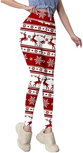 Божиќен јога панталони за женски јога со високи тренинзи на половината хеланки Божиќ