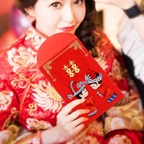 Bestoyard 80pcs 2021 Кинески новогодишни црвени коверти кинески вол година среќа пари џебови Хонгбао коверти за воло