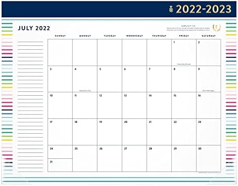Календар на бирото на А-А-Гленс 2022-2023, Месечна академска биро, 21-3/4 x 17, стандард, поедноставен од Емили Леј, Среќна лента