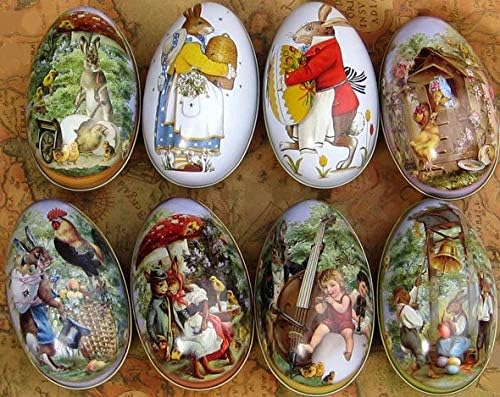 Енкус Велигденско јајце, големо јајце со калај од јајце, железна кожна кутија за свадбени бонбони Подарок голема големина 11x6.5x7,5 см
