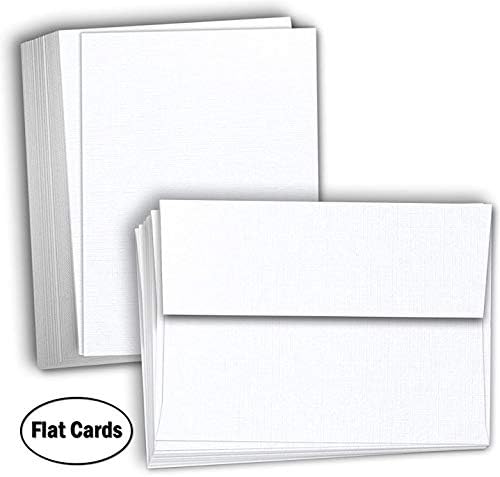 Хамилко картички, празни картички и коверти - рамни 4,5 x 6.25 A6 постелнина Бела картонска хартија 100 пакувања