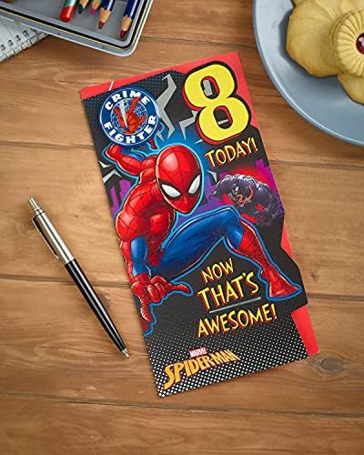 Велика Британија Поздрав Spider -Man 8 -та роденденска картичка - 8 -та роденденска картичка за момчиња - 8 -та роденденска