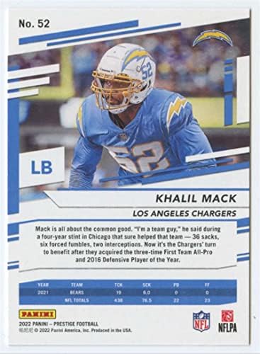 2022 Panini Prestige 52 Khalil Mack Los Angeles Chargers NFL Football Trading Card