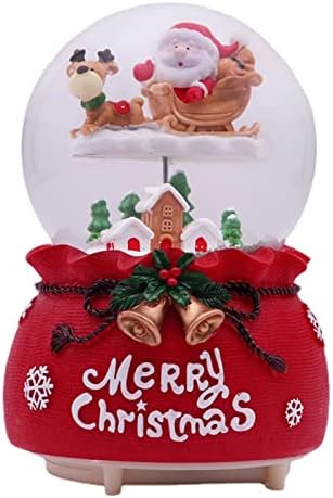 Дедо Мраз на Дедо Мраз со разнобојно осветлување мини декор за десктоп Божиќна музика Снег глобус украс Декорација Дедо Мраз Клаус