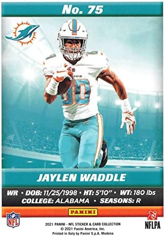 2021 Панини Стандардна големина Вметнете 75 Jaylen Waddle RC Rookie Miami Dolphins NFL Football Trading Card