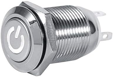 12мм 12V LED прекинувач за копче за напојување со напојување, водоотпорен метален тип на Keenso Metal Type SelfSetting месинг со никел