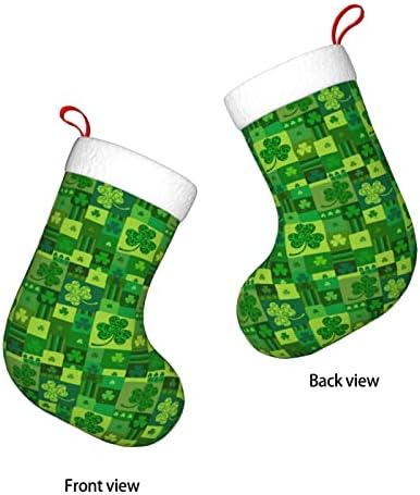Божиќни чорапи на Аугенстер Св.Патрик Ден Зелени бои со двојно еднострано камин што виси чорапи