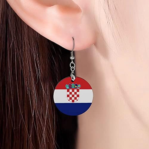 Хрватско знаме дрвени обетки околу приврзоците за приврзоци на ушите куки за накит за жени