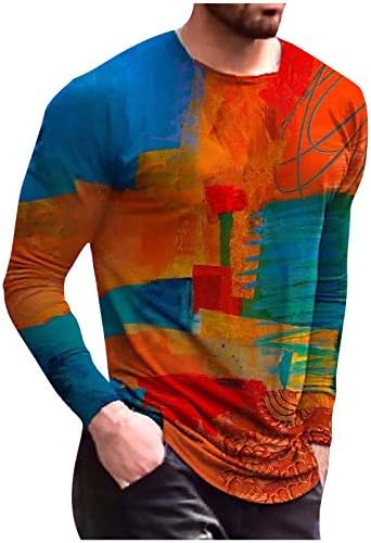 Апстрактни графити за мажи на Беу, улична печатење на лежерна илустрација елемент маица Тркалезна вратот Тренд долга кошула за мажи