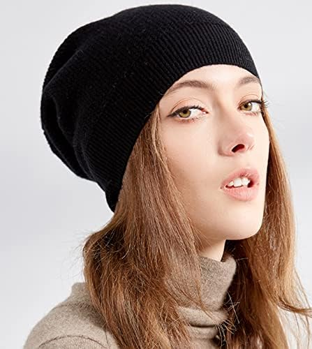 Kmoly Cashmere плетена капа за жени за жени Зимски слаби топла волна, дами дами лесен череп капа