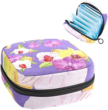 Санитарна торба за складирање на салфетка, торбичка за подлога, торбичка за подлога, мала торба за шминка, цветно растение виолетова
