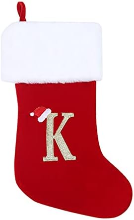 Монограм Божиќни чорапи Класична персонализирана декорација на порибување за семејни празнични сезони Карактер Азбука Божиќни