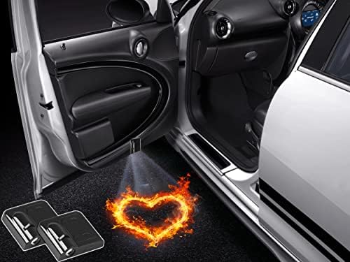 Њул 2 Парчиња Предводена Од Вратата На Автомобилот Добредојде Светло Лого За Црвен Оган Симбол На Срцето Проектор Светла Дух