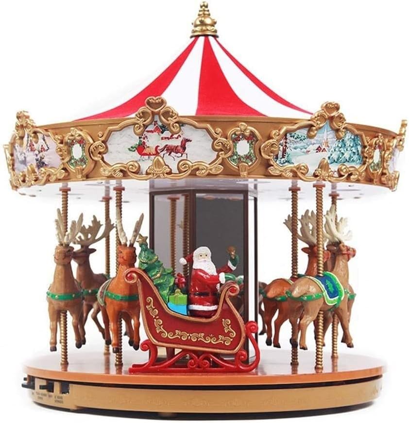 Орнаменти Ретро црвена рингишпил Музичка кутија смола кадифена Дедо Мраз светла светкави музичка кутија Дома мебел подароци украси