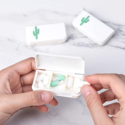 Kiskick Mini Pill Case Case Cactus 3 Grids Pill Box Box Fashion Element Element за дома 2 парчиња/сет Д Д
