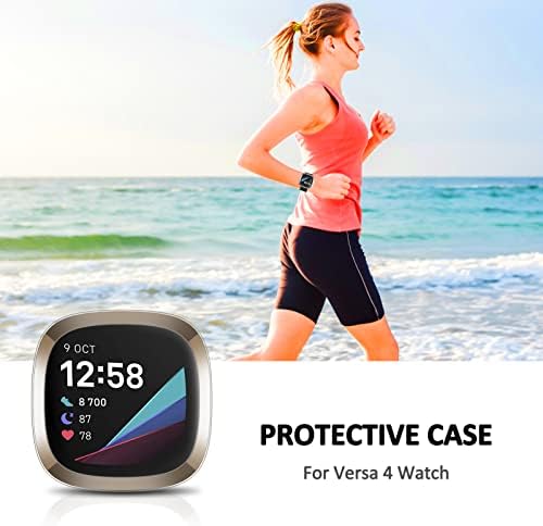 Случај за Fitbit Versa4, капакот на заштитната обвивка против паѓање, целокупниот заштитен ултра тенок TPU случаи на заштитени