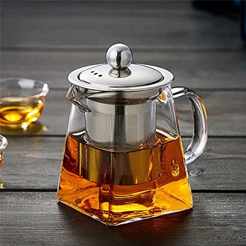 Хемотон чај котел чај чај стаклен чајник со инфузир чај лисја од лисја 350 мл вода, истурете челичен цедилка чај чај кафе, кујнски вода стомна