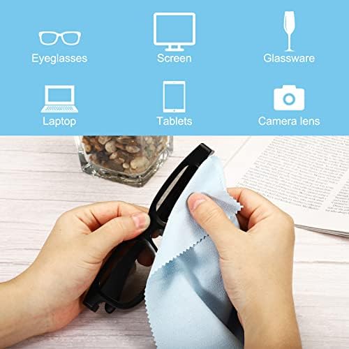 Платно за чистење на микрофибер за очила за очила за очила 7 x6, 12 пакувања чаши за чистење крпа мека велур, бришење на екранот