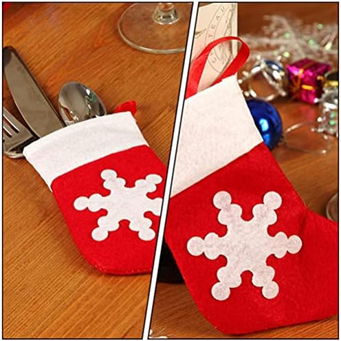 Држач за порибување со хемотон Држач За 10 парчиња Мини Божиќни Чорапи Торби За Прибор За Јадење Од Снегулки Торби За Ножеви За Вилушки Божиќни