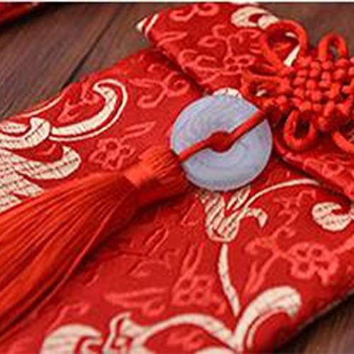 Нуобести Собрес пара Картас 4 парчиња Свилени Црвени Пликови Со Пликови За Среќни Пари Со Реси Торби За Подароци Џебови Кинеска Новогодишна