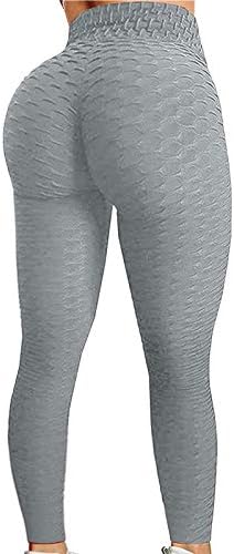 Руно Јога Панталони Жени Карирани Печатење Јога Панталони Подигање Исечете Хеланки За Вежбање Со Висок Струк Еластични Панталони Не-Види