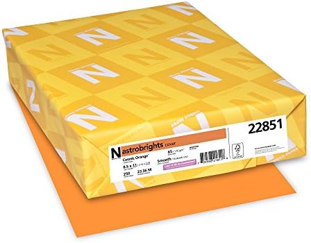 Неина Astrobrights Premium Color Card залиха, 65 lb, 8,5 x 11 инчи, 250 листови, космички портокал