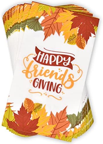 100 Среќни Пријатели Давање Есенски Салфетки За Гости Жетва За Еднократна Употреба Лисја Рачни Хартиени Крпи За Aut Денот На Благодарноста