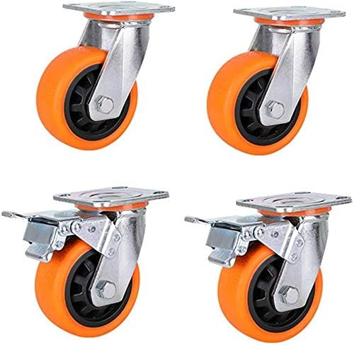 Nianxinn Индустриски Тркала НА ГОДИШНО Ниво-Вртливата Тркало( Пакет 4), qur100mm/125mm/150mm, 700kg Тешки Тркалца Со Сопирачки Тркалца