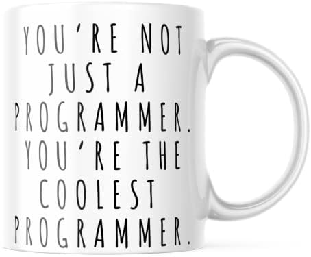 Персонализирана крига на програмерот- Крајниот практичен подарок- Вие не сте само програмер што сте најкул програмер, 11oz, бело