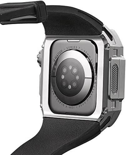 Еомоик Силиконски Бенд За Apple Watch Band 45mm Нараквица,Цврст Заштитен Случај Отпорен На Гребење,За Iwatch Ултра 8 7 Серија Спорт Воен Бенд