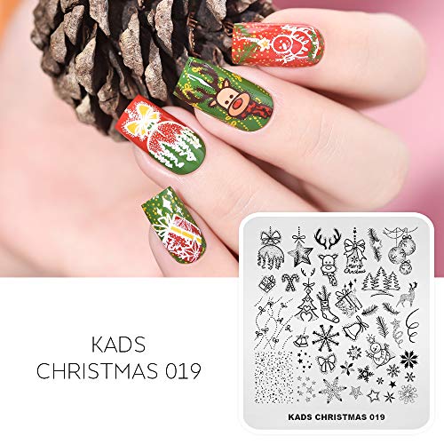 Кадс 3 парчиња за печатење на ноктите за печатење на ноктите Божиќни снегулки Дедо Мраз Божиќни чорапи Дрво Белечки шум за печат