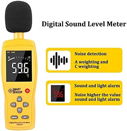 KXDFDC Дигитален звук на звук Ниво на мерач на децибела Детектор на ниво на притисок Тестер Тестер во боја LCD дисплеј 30 ~ 130 DBA/35 ~ 130DBC