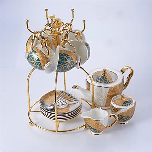 Златна геометриска шема liuzh Вклучен порцелански чај сет сад Керамички чаша попладневен чај сет за кафе сет